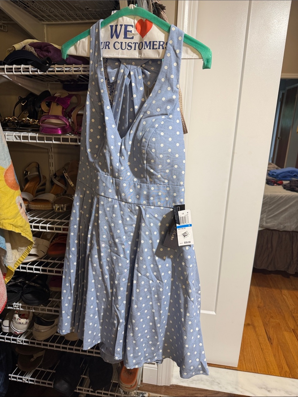 City Studios Light Blue Polka Dot Midi Dress